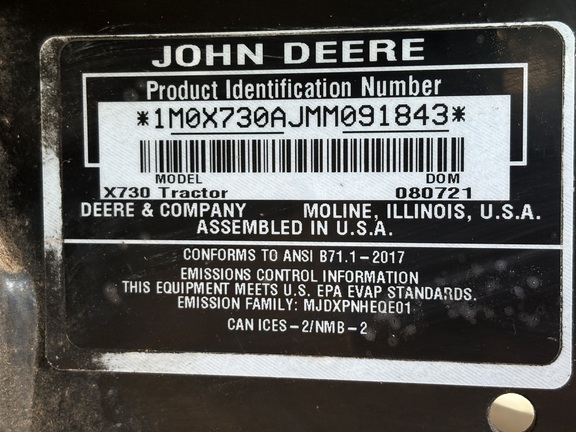 2021 John Deere X730