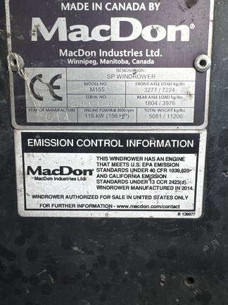 2014 Macdon M155