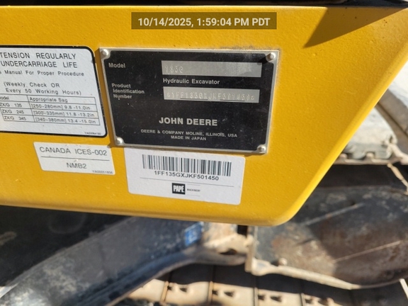 2019 John Deere 135G