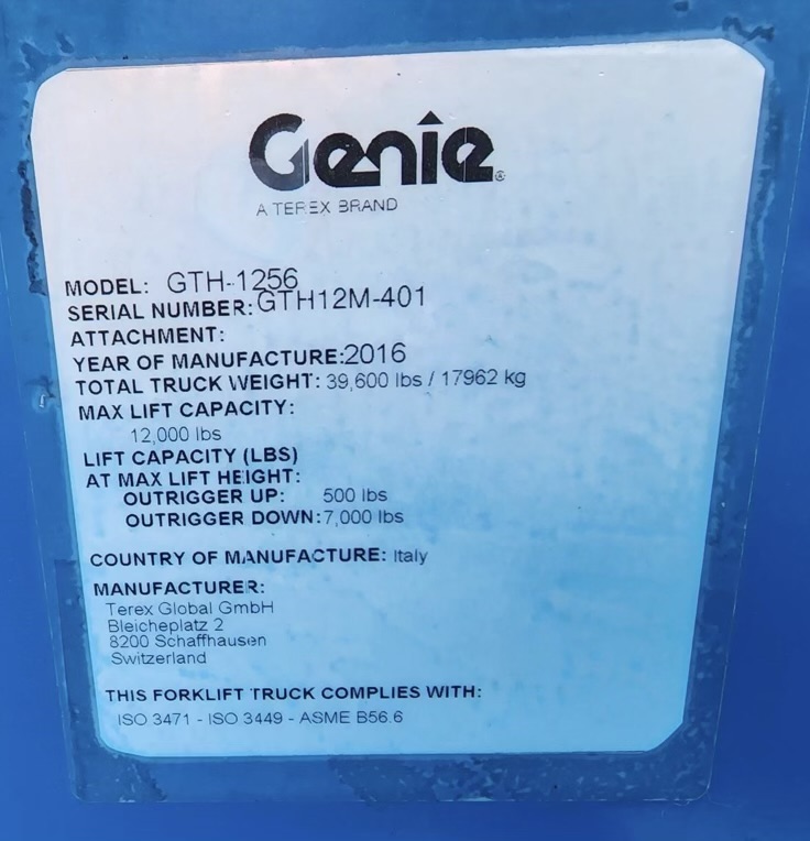 2016 Genie GTH-12